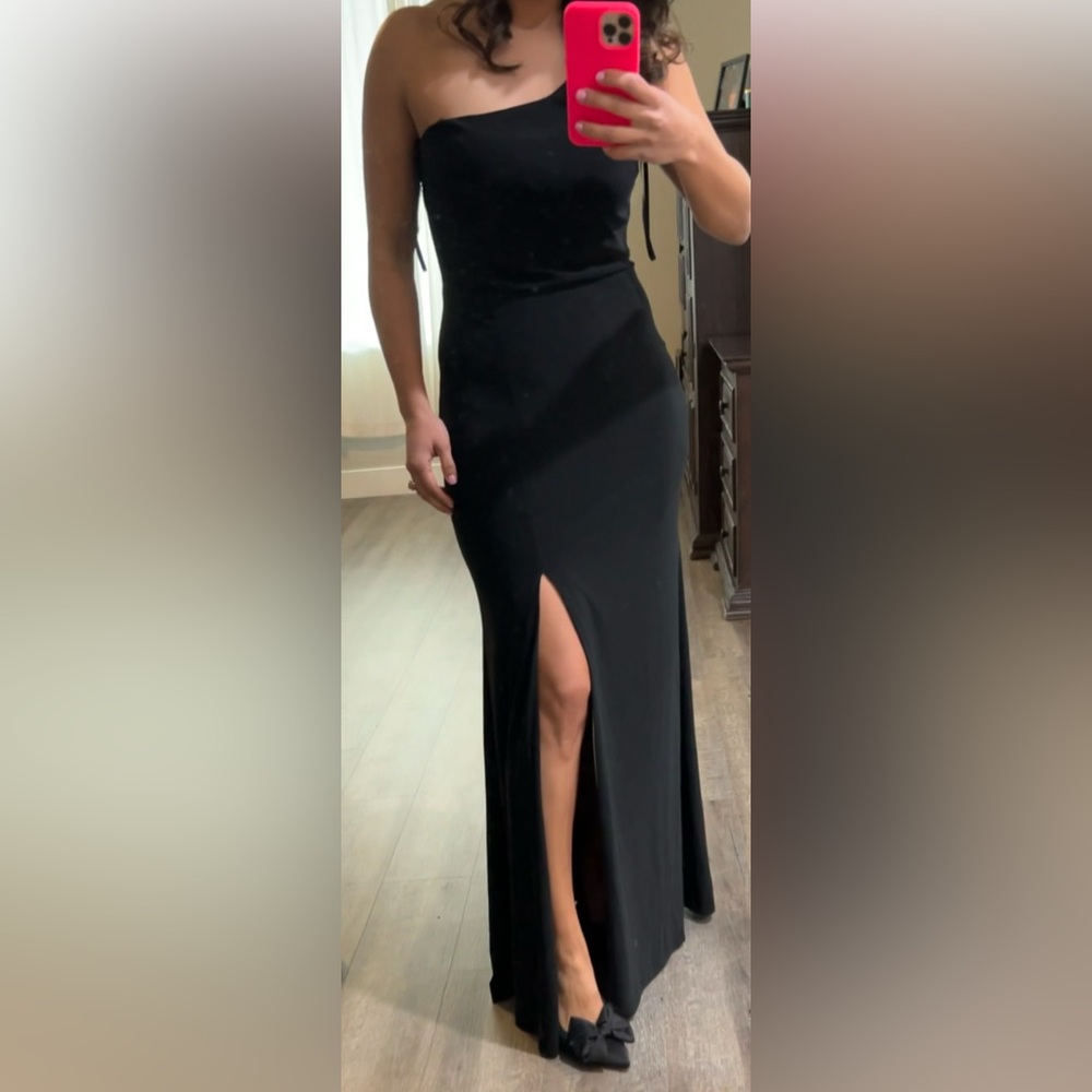 Xscape Black Maxi Dress with Slit